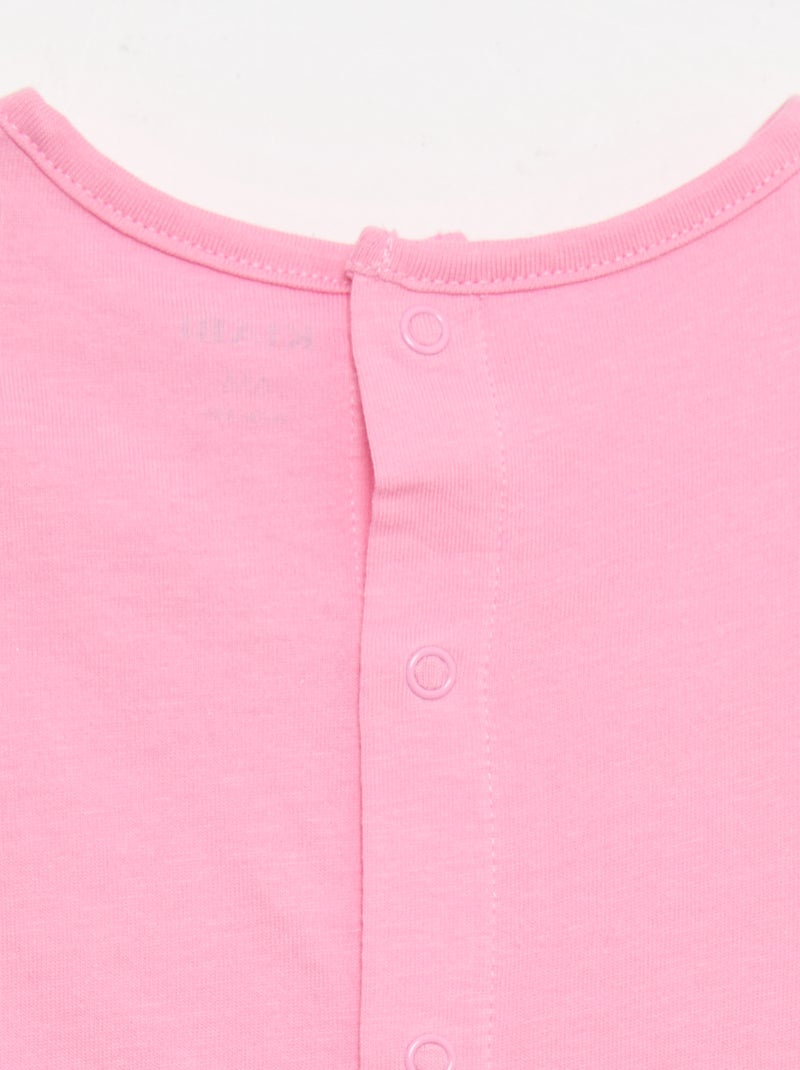 Camiseta estampada y bordada de manga corta Rosa - Kiabi