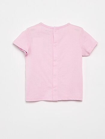 Camiseta estampada y bordada de manga corta