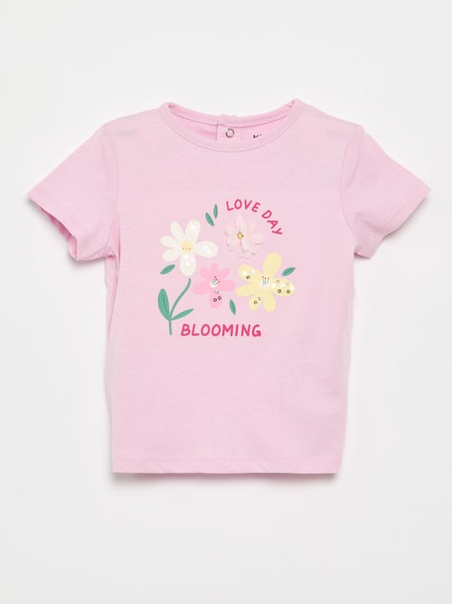 Camiseta estampada y bordada de manga corta - Kiabi