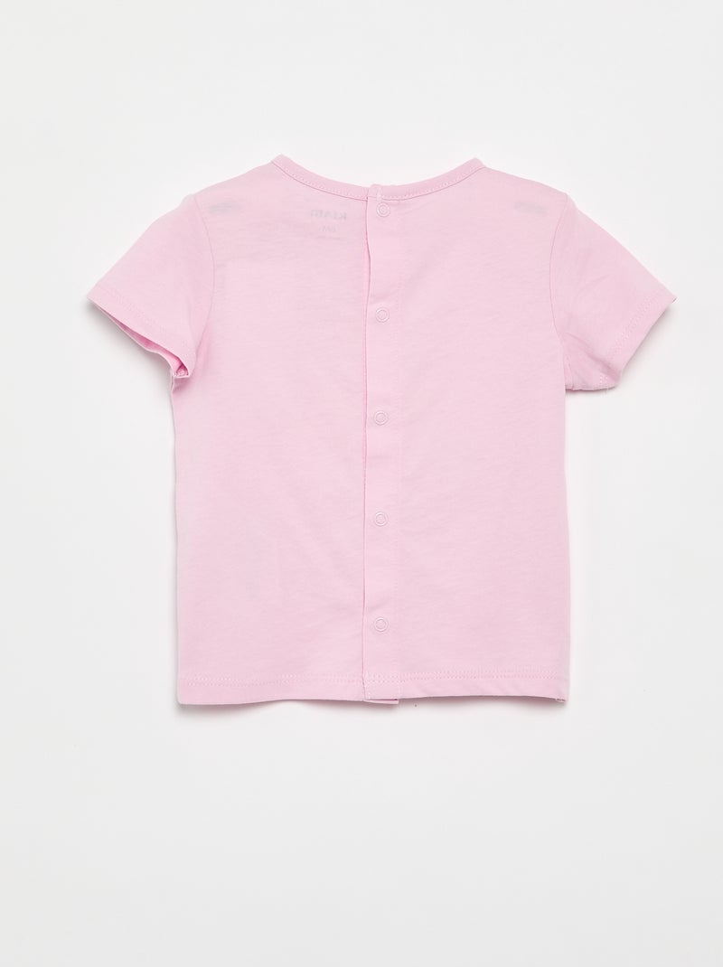Camiseta estampada y bordada de manga corta Rosa - Kiabi
