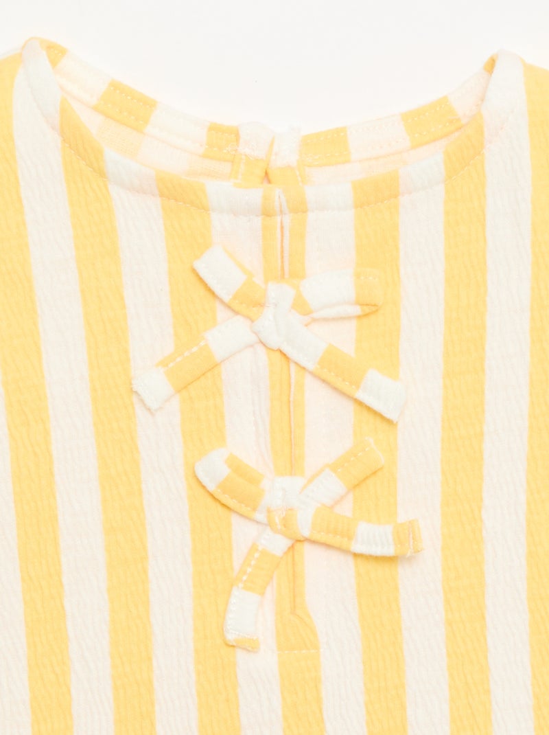 Camiseta estampada y con volantes Amarillo - Kiabi