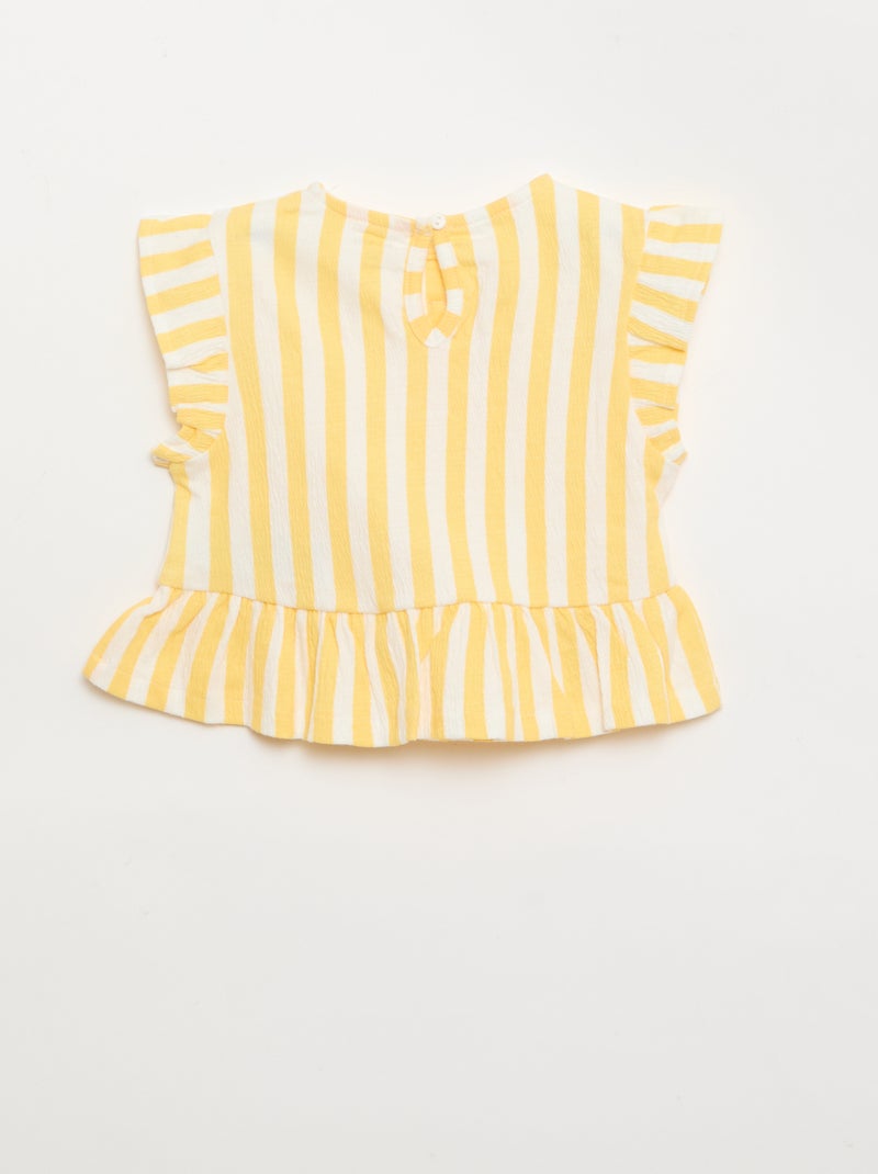 Camiseta estampada y con volantes Amarillo - Kiabi