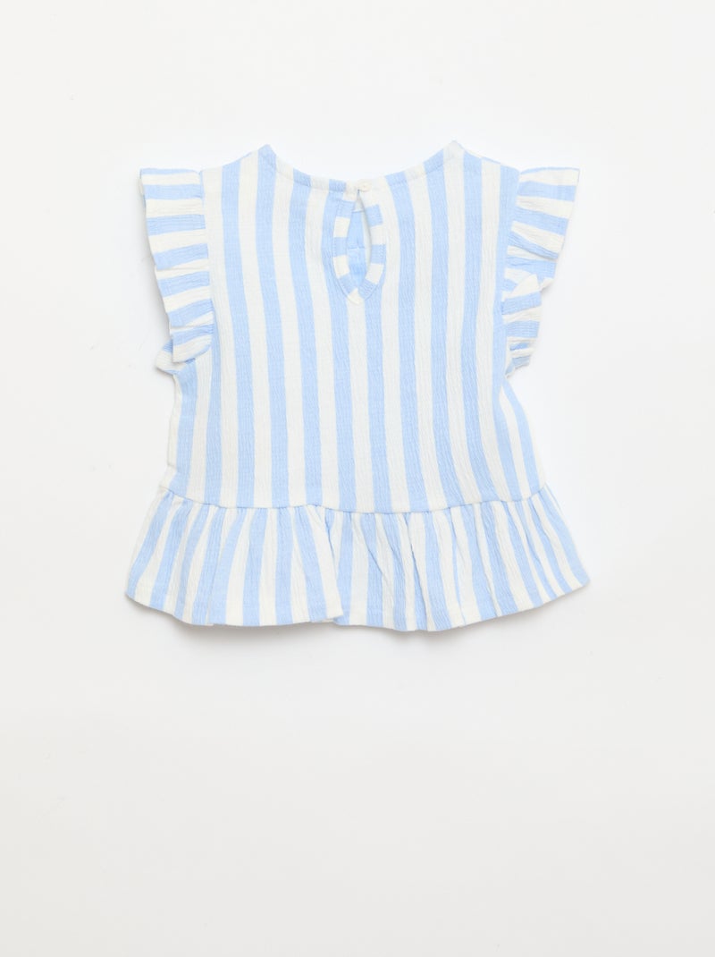 Camiseta estampada y con volantes Azul - Kiabi