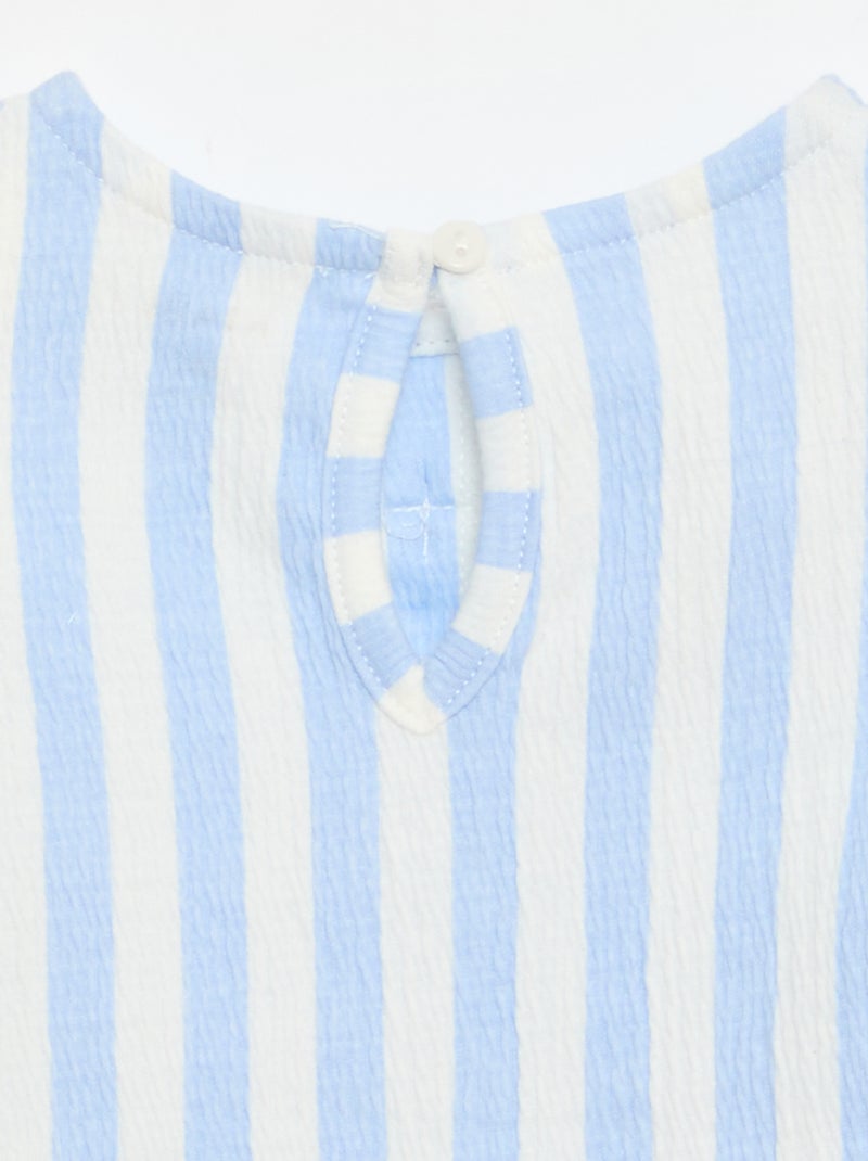 Camiseta estampada y con volantes Azul - Kiabi
