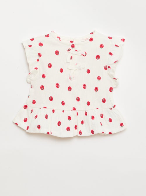 Camiseta estampada y con volantes - Kiabi