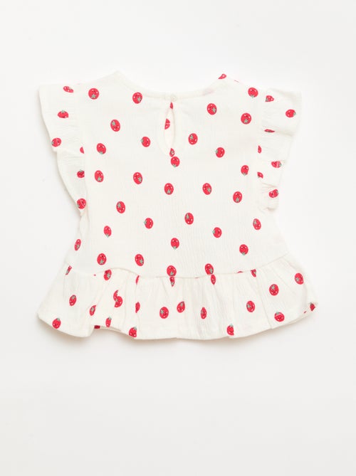 Camiseta estampada y con volantes - Kiabi