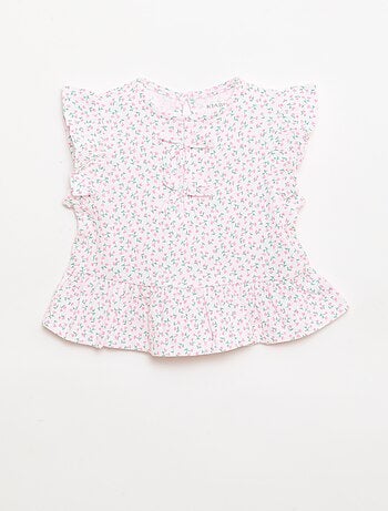 Camiseta estampada y con volantes