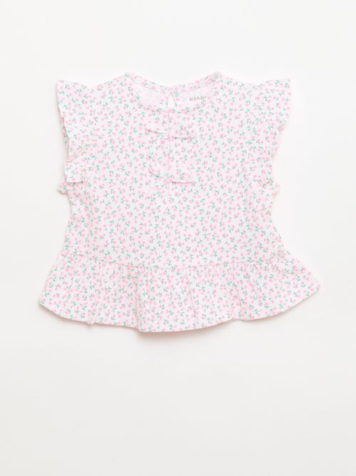 Camiseta estampada y con volantes - Kiabi