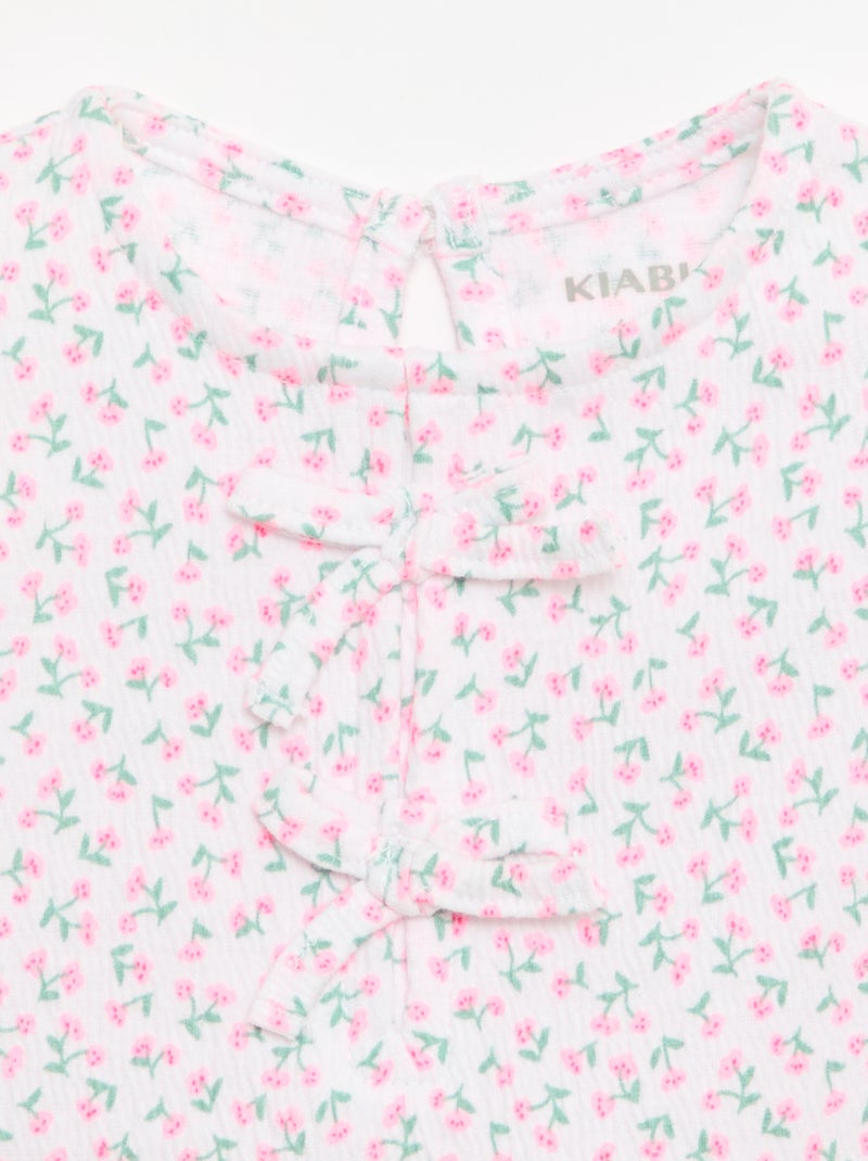 Camiseta estampada y con volantes Rosa - Kiabi