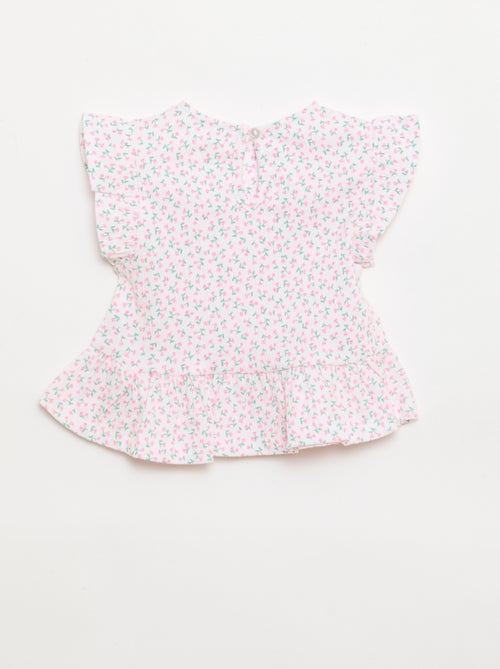 Camiseta estampada y con volantes - Kiabi