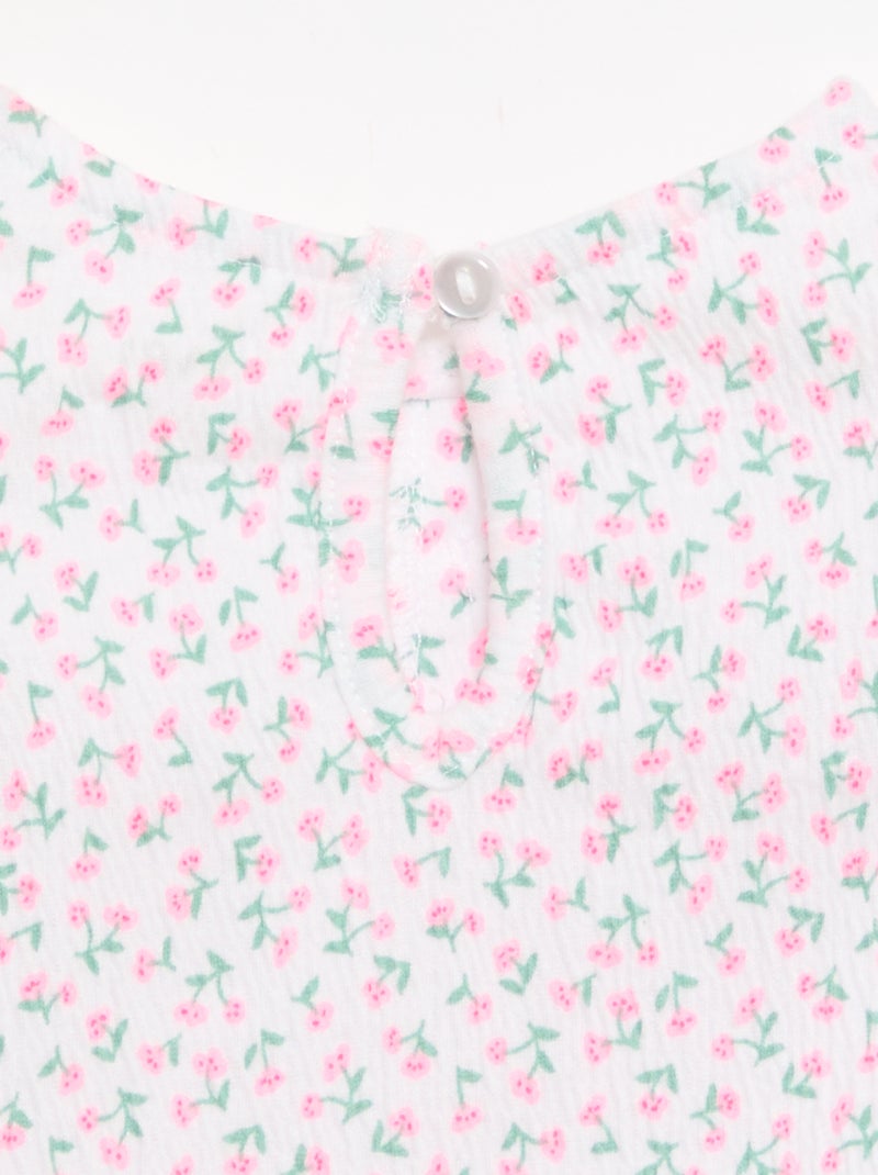 Camiseta estampada y con volantes Rosa - Kiabi