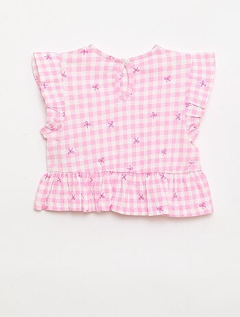 Camiseta estampada y con volantes