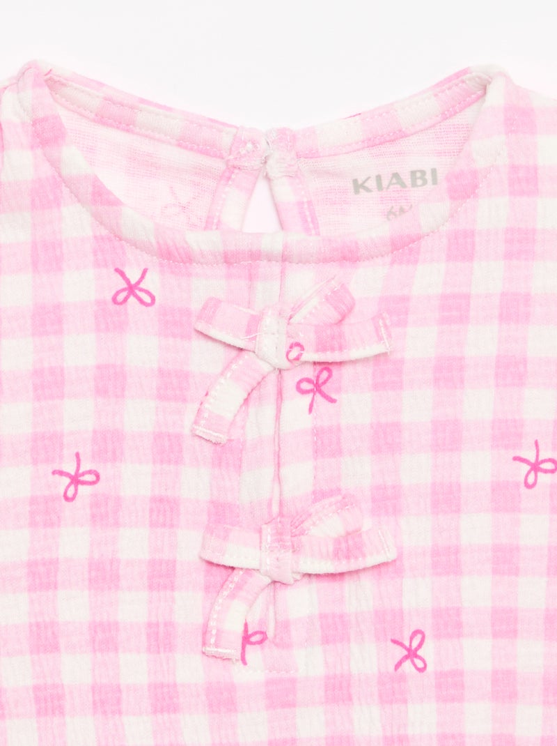 Camiseta estampada y con volantes Rosa - Kiabi