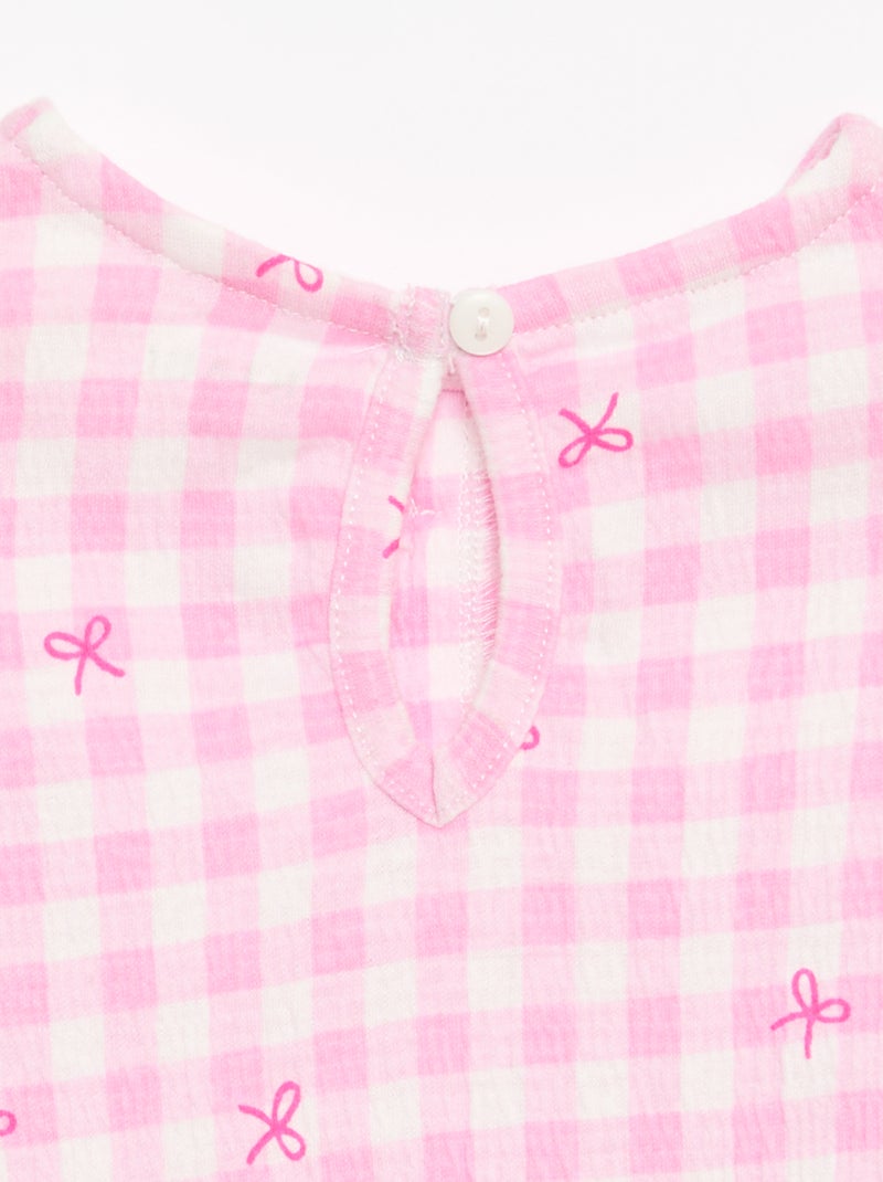 Camiseta estampada y con volantes Rosa - Kiabi