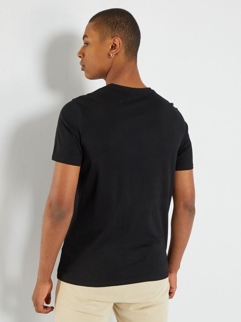 Camiseta estampado estilo manga NEGRO - Kiabi
