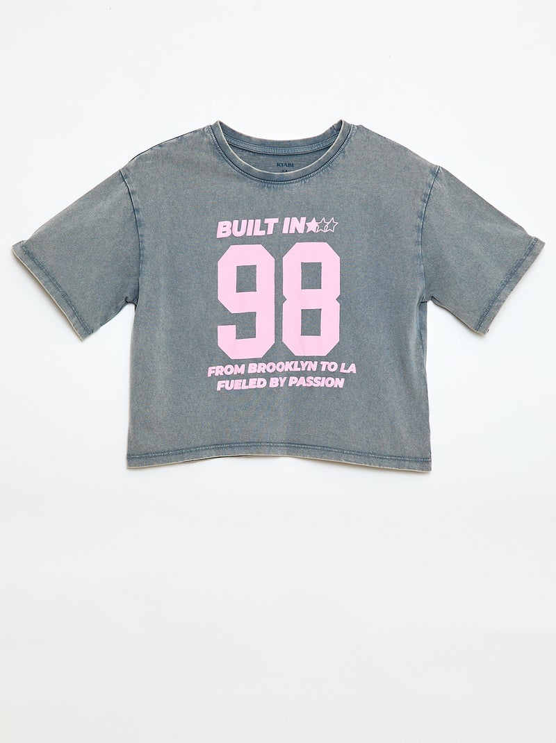 Camiseta estilo americano Gris - Kiabi
