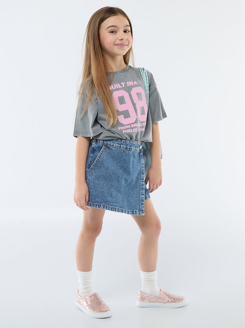 Camiseta estilo americano Gris - Kiabi