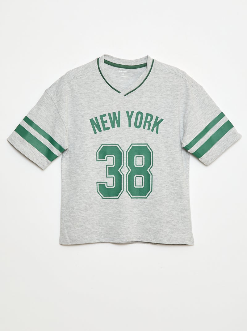 Camiseta estilo baseball Gris - Kiabi