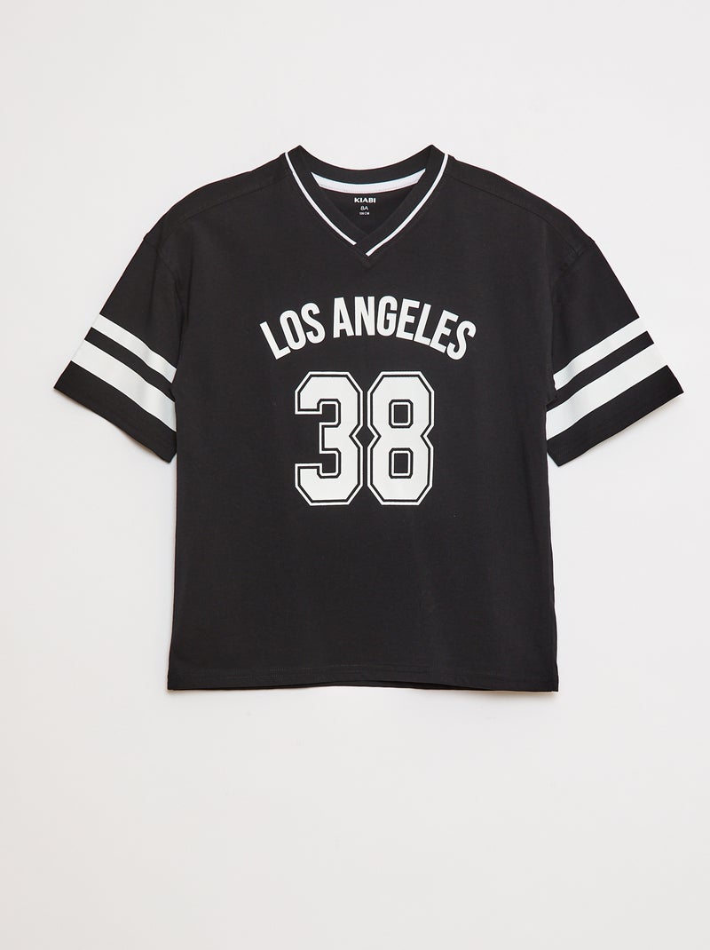 Camiseta estilo baseball negro - Kiabi