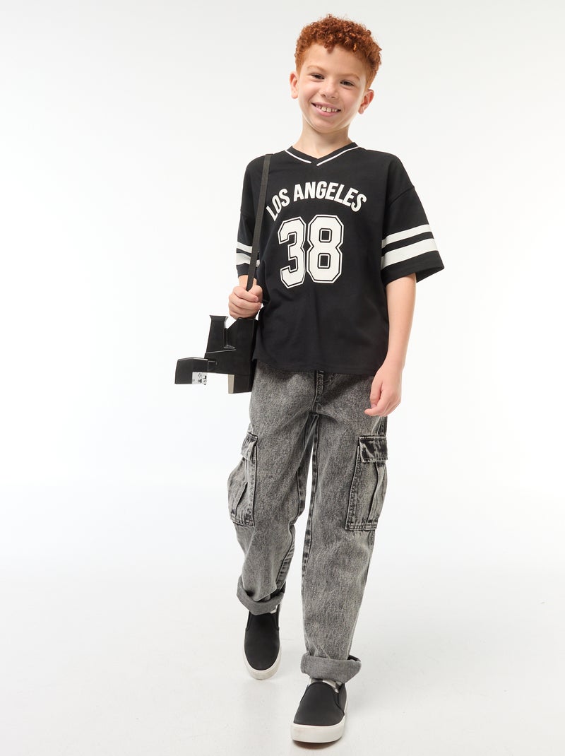 Camiseta estilo baseball negro - Kiabi