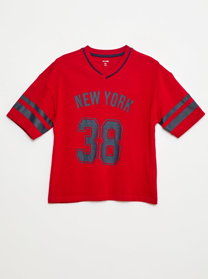 Camiseta estilo baseball Rojo - Kiabi