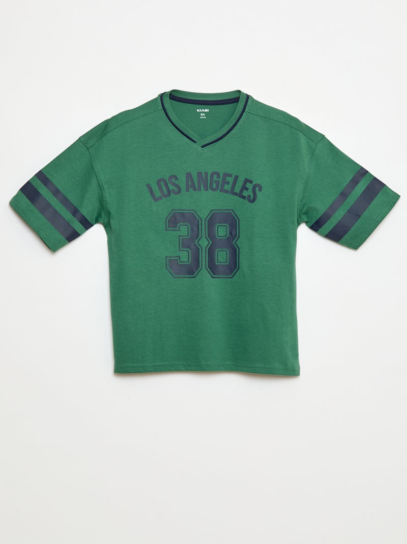 Camiseta estilo baseball Verde - Kiabi