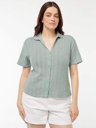 Camiseta estilo chaleco de punto de croché