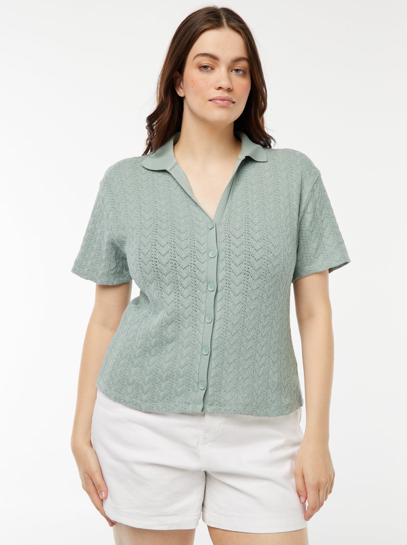 Camiseta estilo chaleco de punto de croché azul - Kiabi