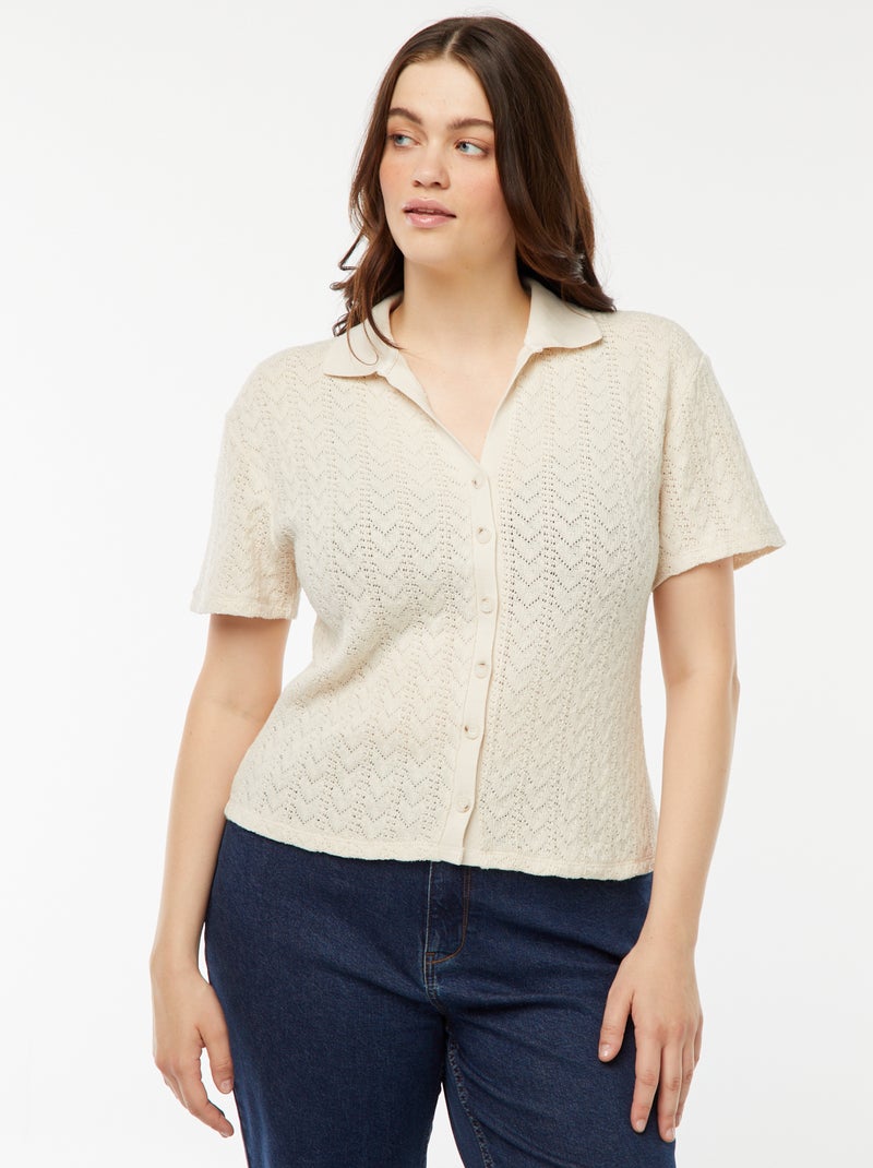Camiseta estilo chaleco de punto de croché Beige - Kiabi