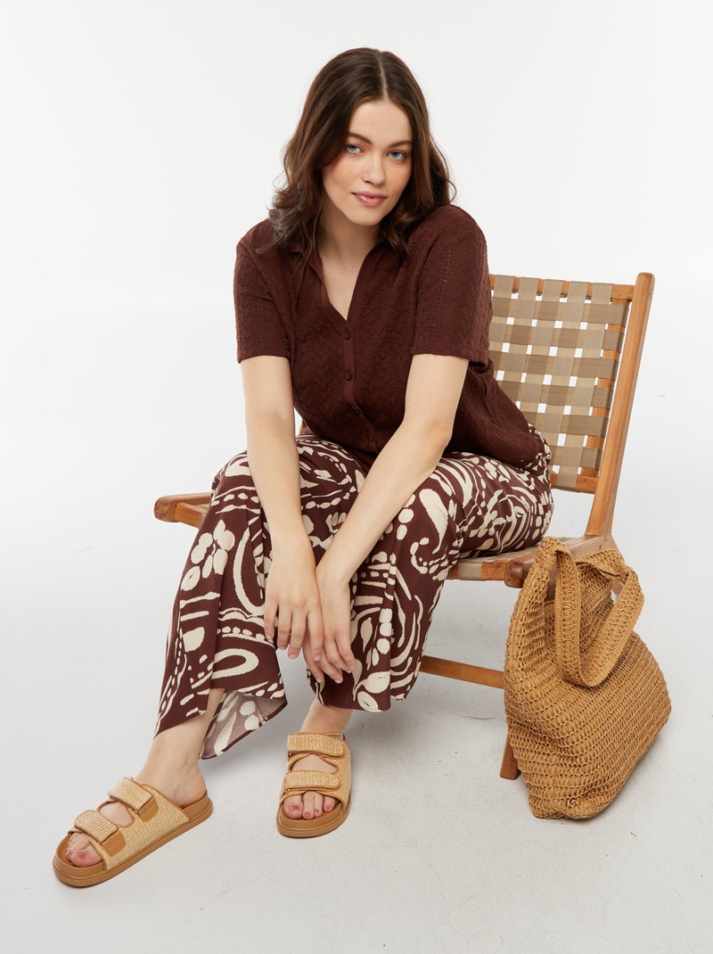 Camiseta estilo chaleco de punto de croché Marron - Kiabi