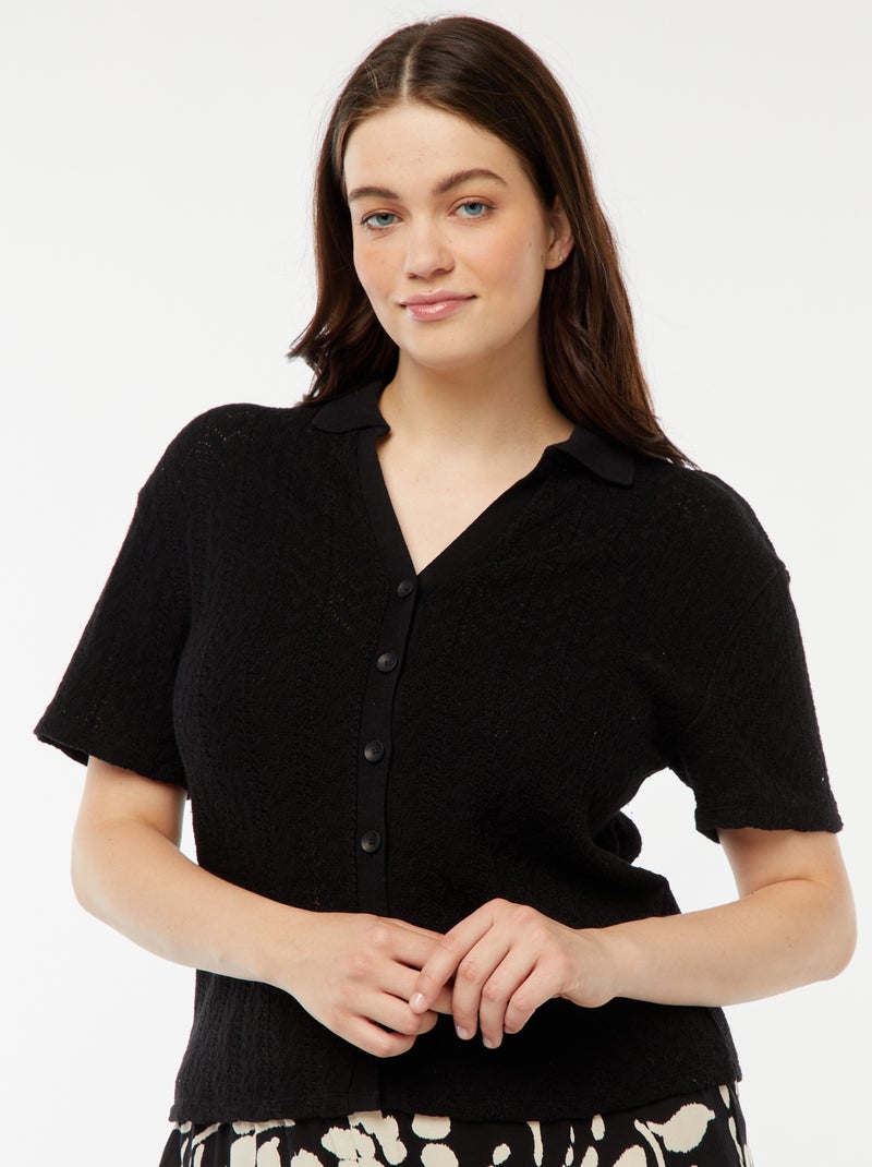 Camiseta estilo chaleco de punto de croché negro - Kiabi