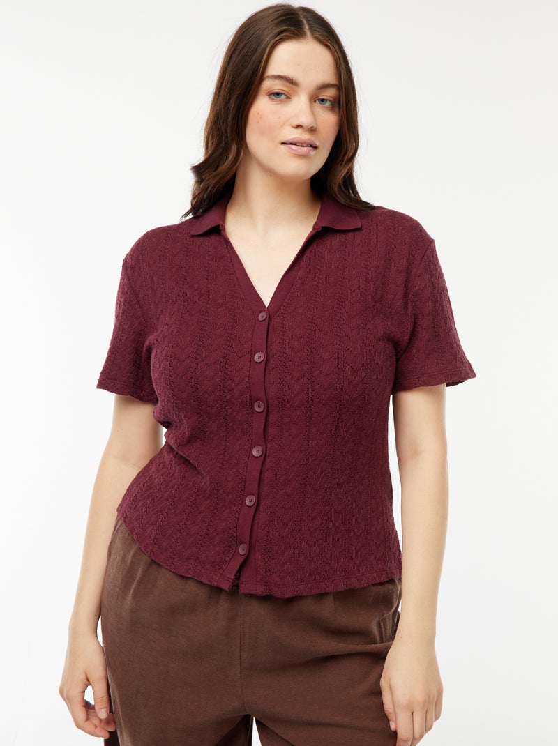Camiseta estilo chaleco de punto de croché Rojo - Kiabi