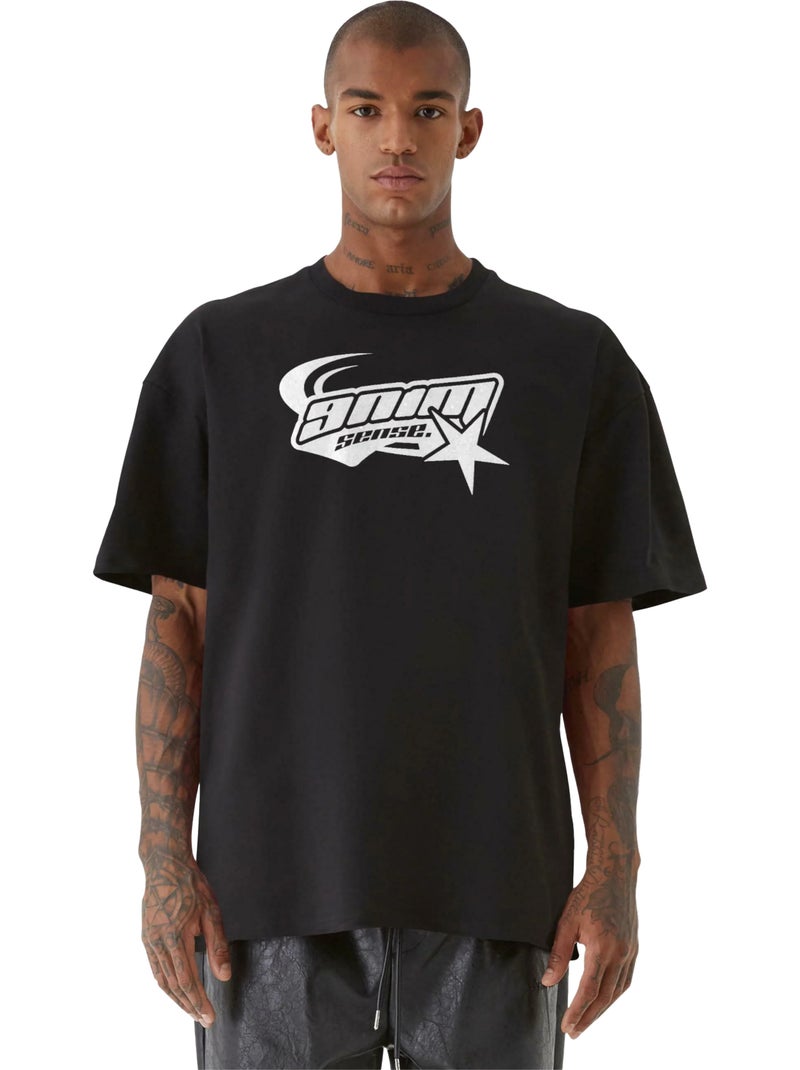 Camiseta estrella de lavado para hombre - 9n1m sense Negro - Kiabi
