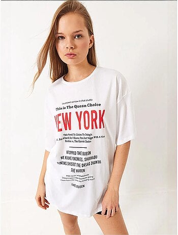 Camiseta extragrande con estampado new york lucci