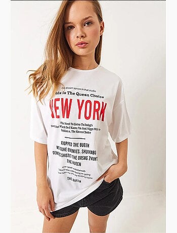 Camiseta extragrande con estampado new york lucci