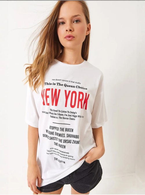 Camiseta extragrande con estampado new york lucci - Kiabi