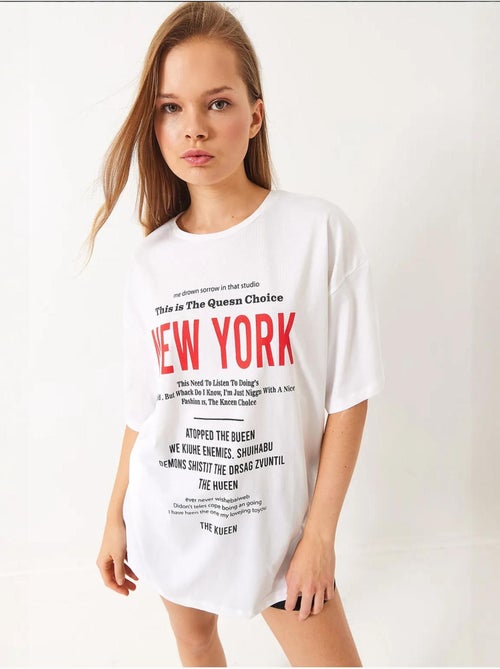 Camiseta extragrande con estampado new york lucci - Kiabi