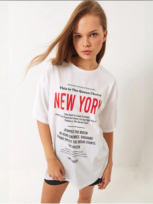 Camiseta extragrande con estampado new york lucci - Kiabi
