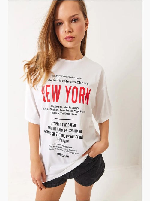Camiseta extragrande con estampado new york lucci - Kiabi