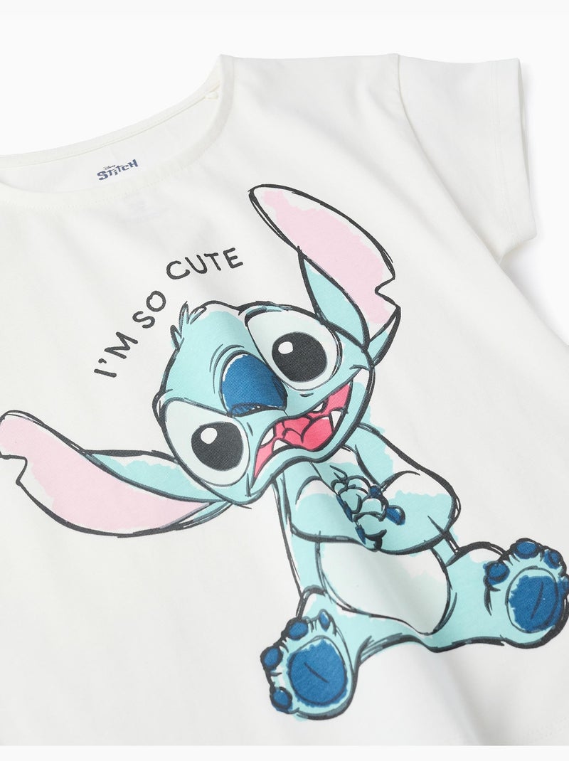 Camiseta + falda-pantalón de algodón con Stitch Azul claro - Kiabi