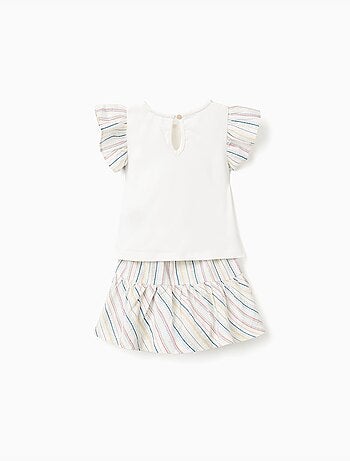 Camiseta + falda-pantalón de algodón y a rayas étnicas B&S