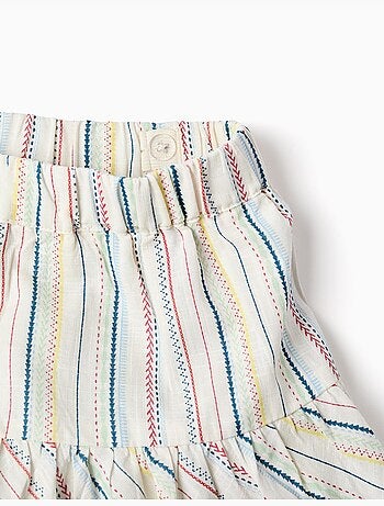 Camiseta + falda-pantalón de algodón y a rayas étnicas B&S