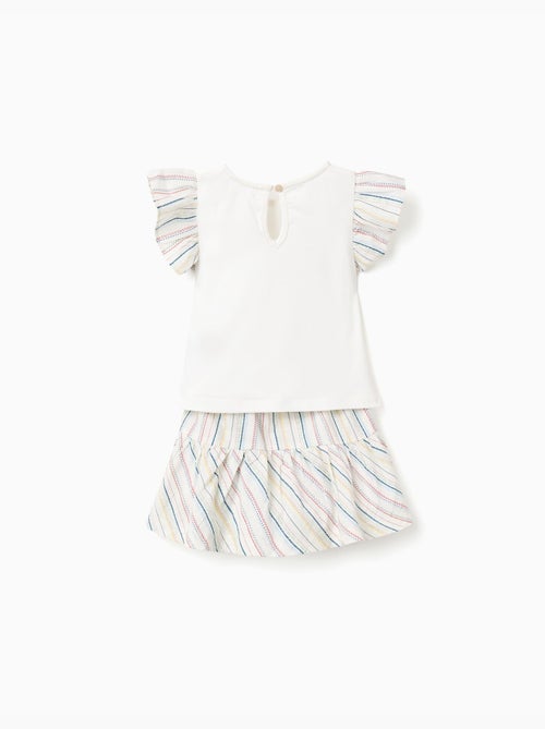 Camiseta + falda-pantalón de algodón y a rayas étnicas B&S - Kiabi