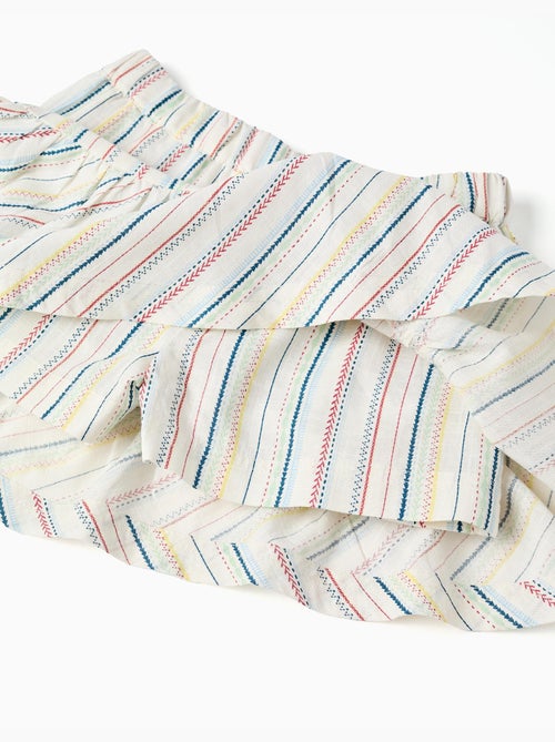 Camiseta + falda-pantalón de algodón y a rayas étnicas B&S - Kiabi