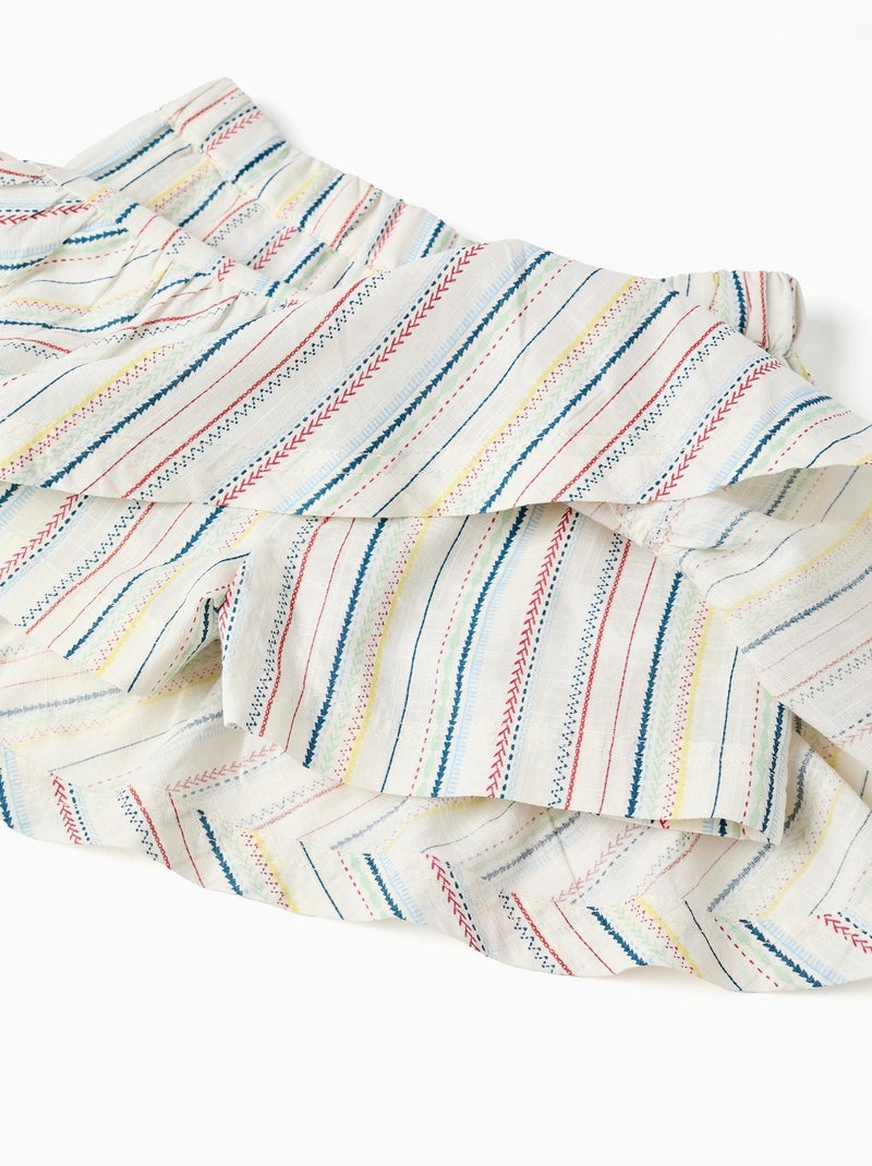 Camiseta + falda-pantalón de algodón y a rayas étnicas B&S Blanco - Kiabi