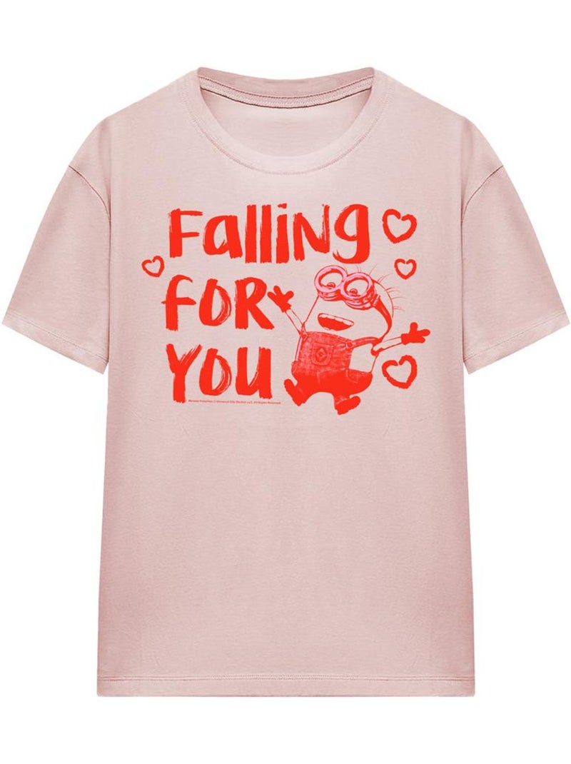 Camiseta falling for you ladies para adultos unisex - minions Rosa pálido - Kiabi