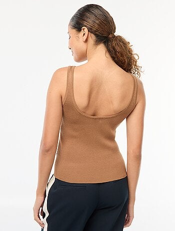 Camiseta fina sin mangas de punto acanalado