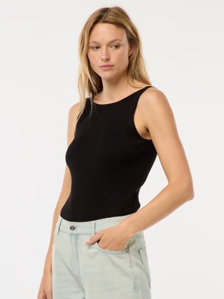 Camiseta fina sin mangas de punto acanalado