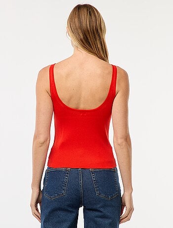 Camiseta fina sin mangas de punto acanalado