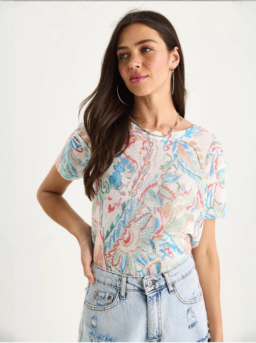 Camiseta floral de manga corta con cuello redondo lucci - Kiabi Camiseta floral de manga corta con cuello redondo lucci - Kiabi